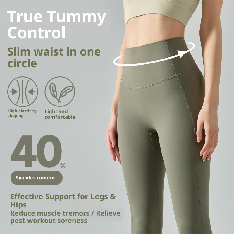 Legging de yoga Nulux haute résistance pour femme, idéal pour l'été. Tissu fin et gainant, taille haute, respirant et hautement élastique._voghion.com