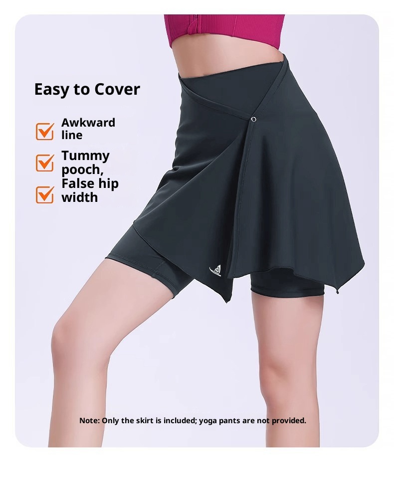 Einteiliger Yoga-Sport-Outdoor-Hüftschutz, Anti-Exhibition, Übergröße 100 kg, MM Pilates-Fitnessrock_voghion.com