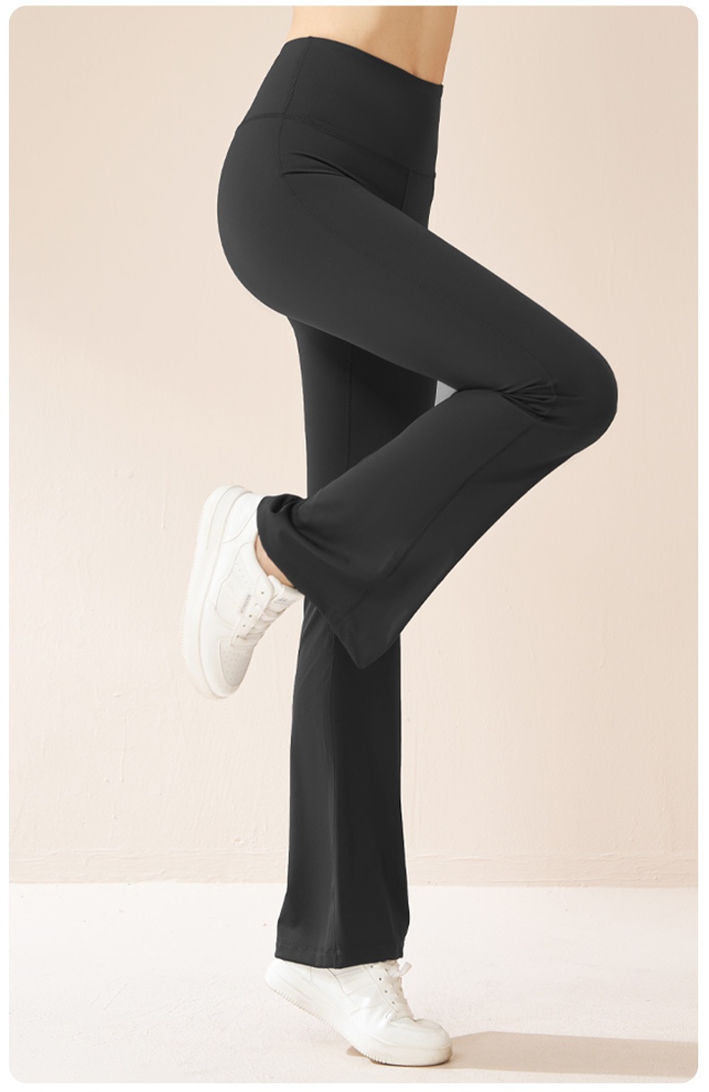 Juyitang Outdoor Sports Fitness Flared Waist Hip Lift Tummy Control High Elastic Slimming Yoga Wide Leg Pants For Women_voghion.com