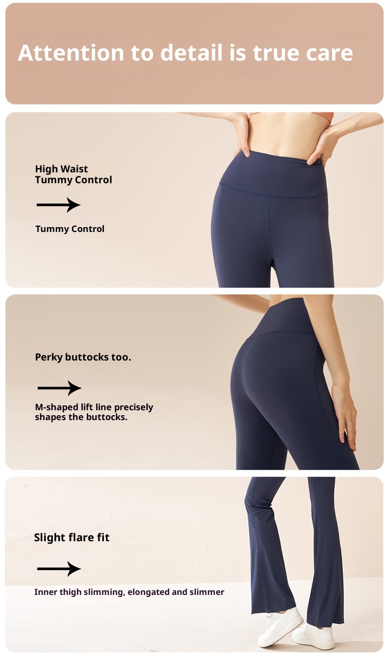 Juyitang Outdoor Sports Fitness Flared Waist Hip Lift Tummy Control High Elastic Slimming Yoga Wide Leg Pants For Women_voghion.com
