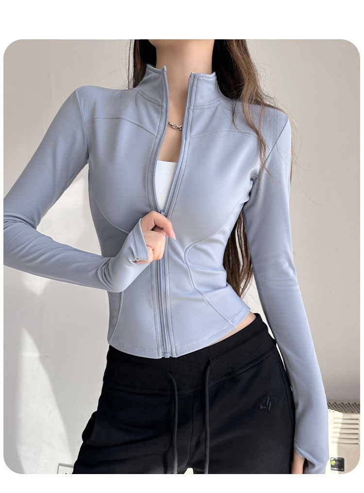 Veste de sport Q3Y automne-hiver à séchage rapide pour femme, idéale pour la course à pied en extérieur, l'entraînement et les loisirs. Col montant._voghion.com