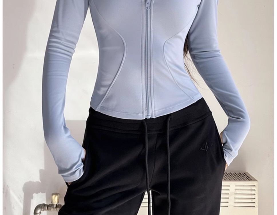 Veste de sport Q3Y automne-hiver à séchage rapide pour femme, idéale pour la course à pied en extérieur, l'entraînement et les loisirs. Col montant._voghion.com
