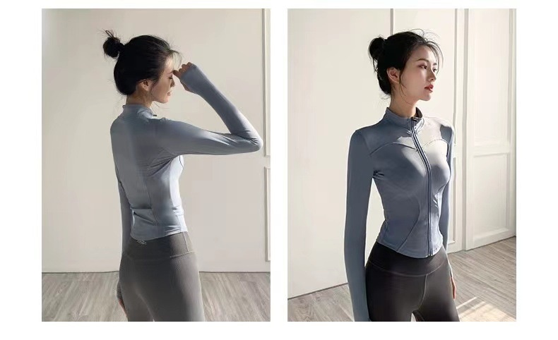 Giacca sportiva aderente a maniche lunghe e ad asciugatura rapida Lulu Yoga Slim Fit da donna, abbigliamento fitness per celebrità su Internet, supporto dimagrante_voghion.com