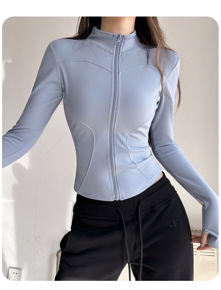 Veste de sport Q3Y automne-hiver à séchage rapide pour femme, idéale pour la course à pied en extérieur, l'entraînement et les loisirs. Col montant._voghion.com