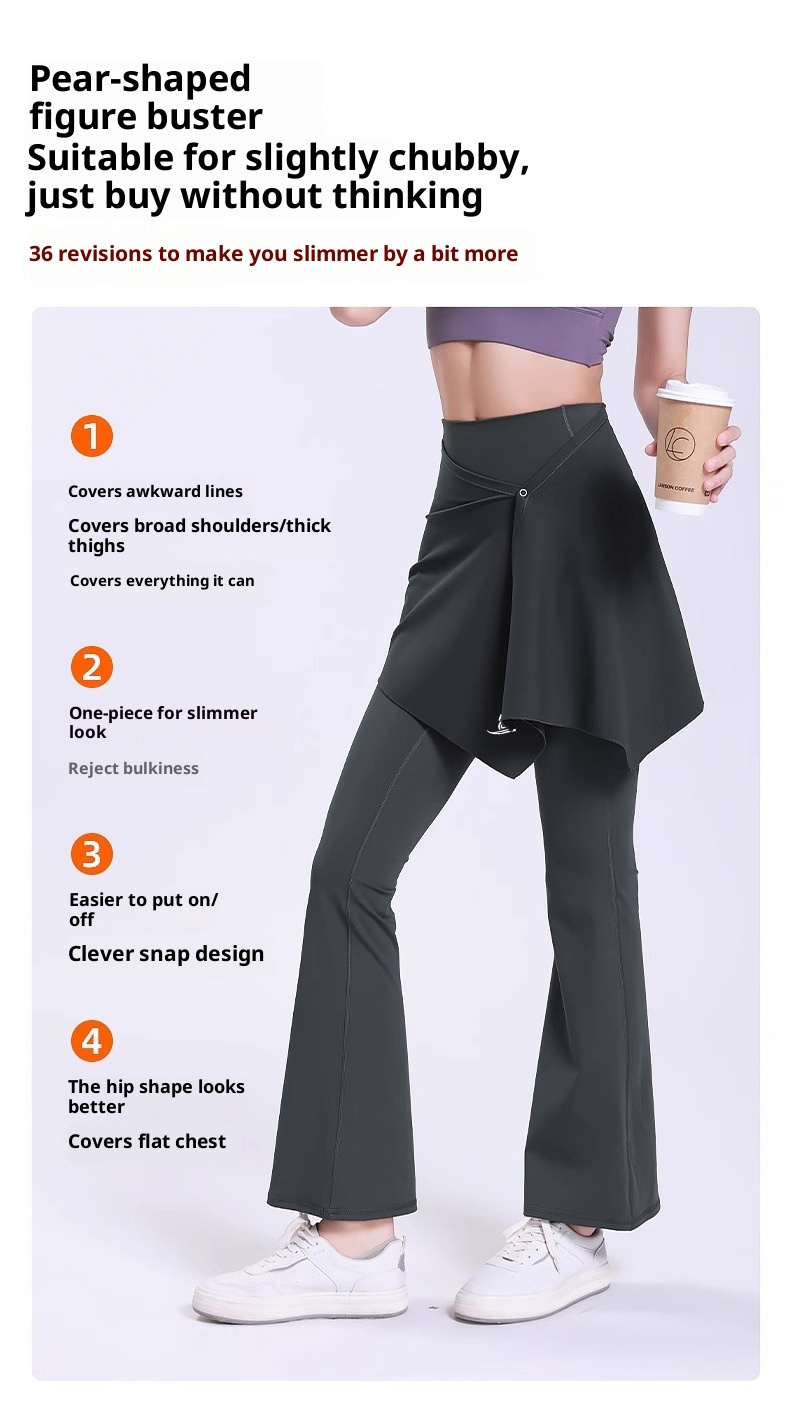 Einteiliger Yoga-Sport-Outdoor-Hüftschutz, Anti-Exhibition, Übergröße 100 kg, MM Pilates-Fitnessrock_voghion.com