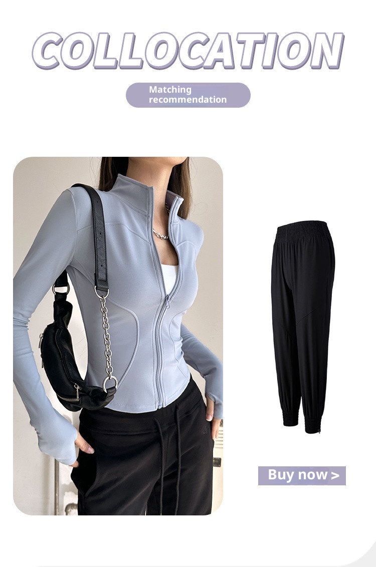 Veste de sport Q3Y automne-hiver à séchage rapide pour femme, idéale pour la course à pied en extérieur, l'entraînement et les loisirs. Col montant._voghion.com