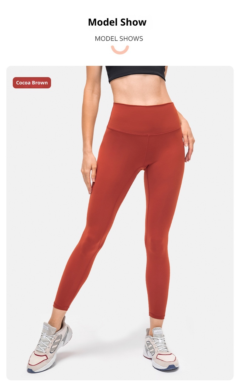 Spring New Nude Feel Yoga Women High Waist Hip Lift Running Tight Skinny Fitness Nine-point Pants D19037_voghion.com