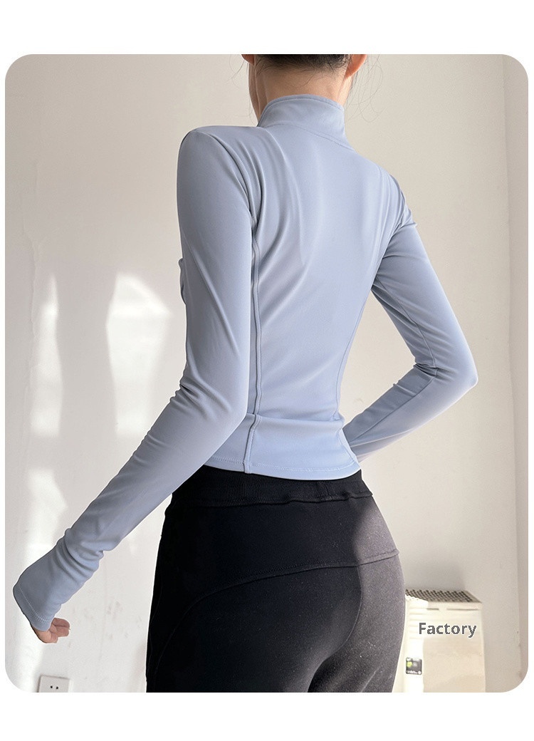 Veste de sport Q3Y automne-hiver à séchage rapide pour femme, idéale pour la course à pied en extérieur, l'entraînement et les loisirs. Col montant._voghion.com