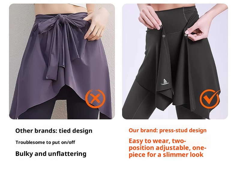 Einteiliger Yoga-Sport-Outdoor-Hüftschutz, Anti-Exhibition, Übergröße 100 kg, MM Pilates-Fitnessrock_voghion.com