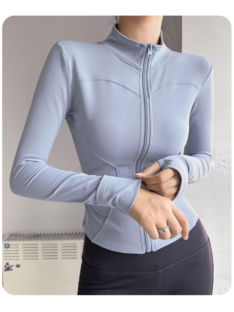 Veste de sport Q3Y automne-hiver à séchage rapide pour femme, idéale pour la course à pied en extérieur, l'entraînement et les loisirs. Col montant._voghion.com