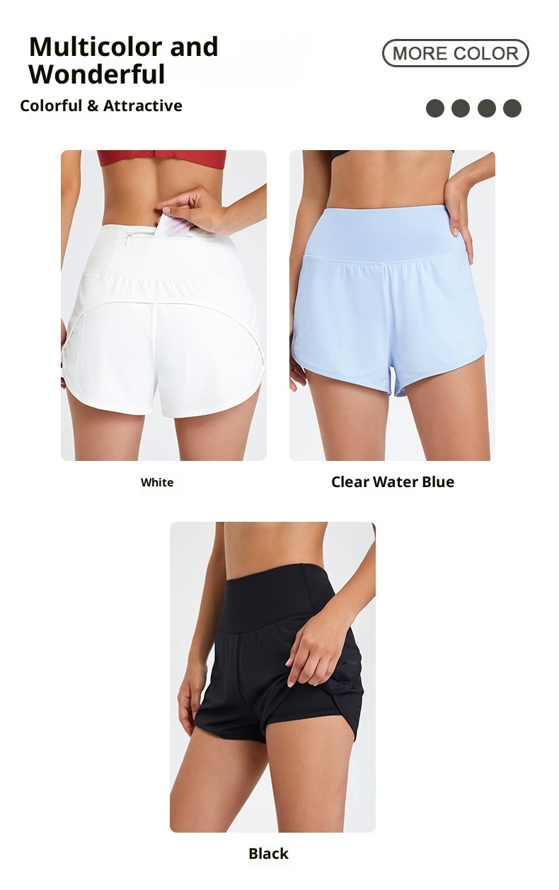 Sommerliche Outdoor-Fitness-Yoga-Trainingsshorts für Damen: Locker geschnitten, mit Taschen, hohem Bund und schnelltrocknend. Ideal zum Laufen, für Yoga und Freizeit._voghion.com