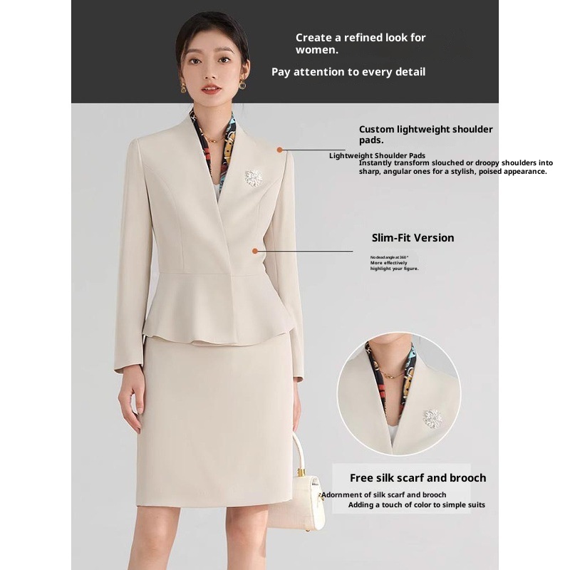 Mädchen-Kostümset für Damen, professionelle Frühlings- und Herbstkleidung, elegantes Rockset im Göttinnenstil, ideal für den Empfangsbereich eines Schönheitssalons_voghion.com