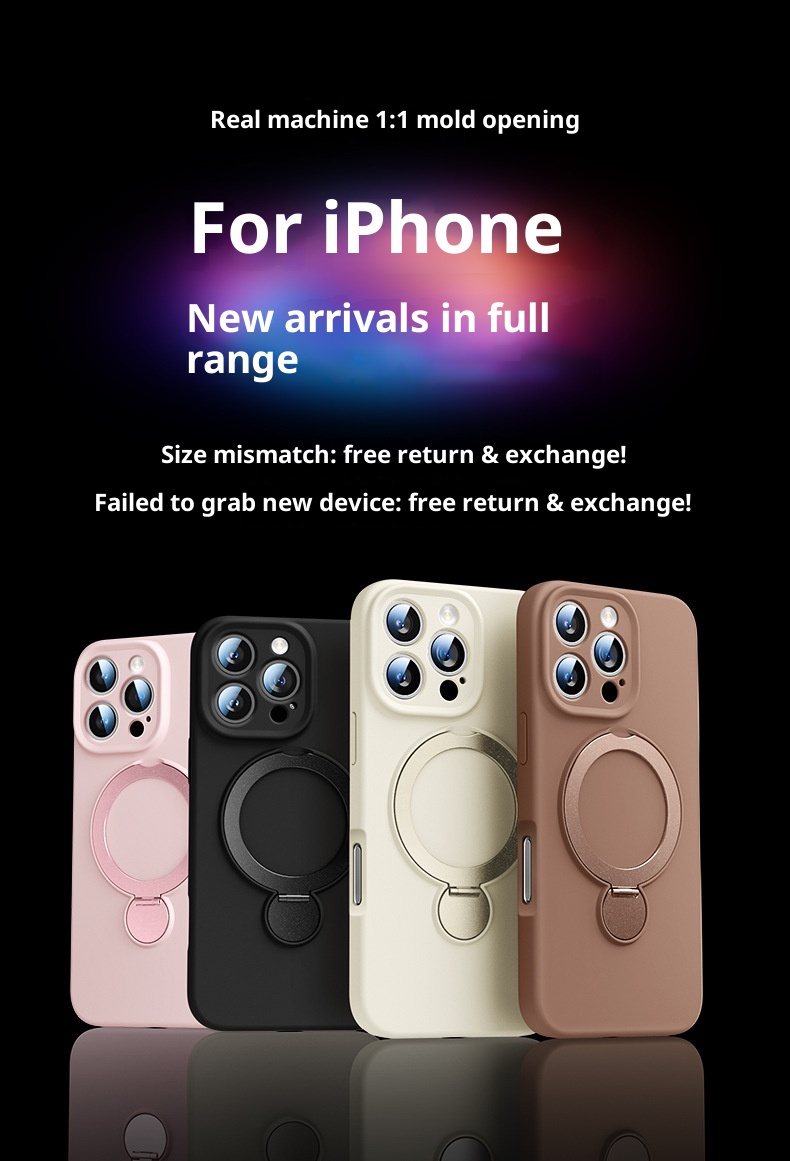 Étui de protection intégral en silicone liquide TechGlobe avec support à 360°, compatible iPhone 17 et iPhone 16 Pro, et dragonne._voghion.com