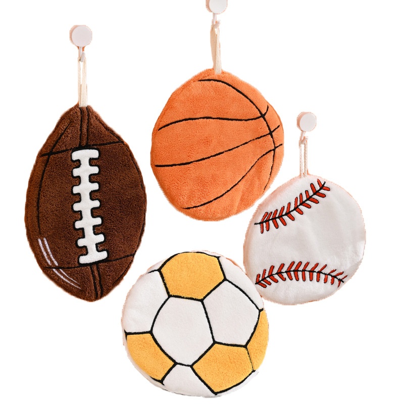 Lillian European And American Cross-Border Ball Hanging Hand Three-Layer Thickened Absorbent Coral Fleece Towel Kitchen_voghion.com