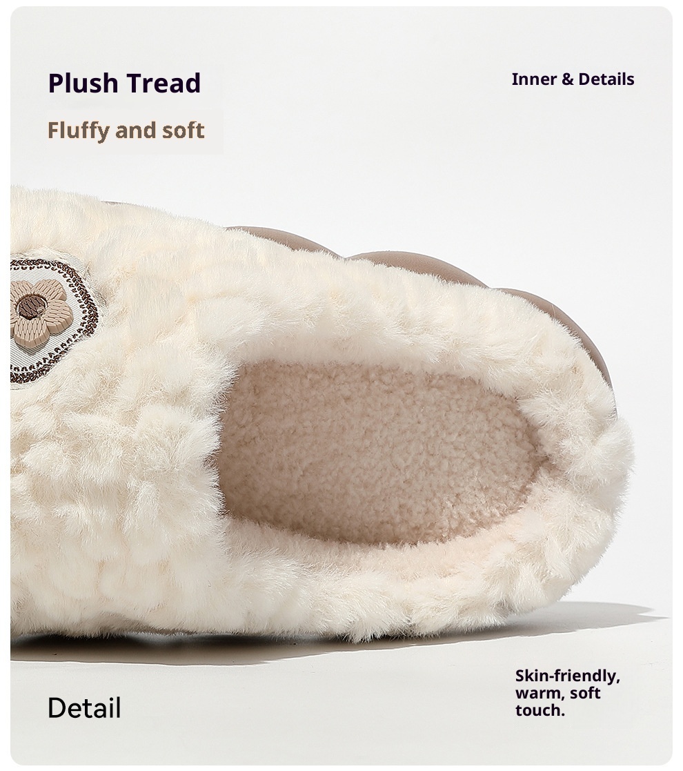 Zees Plush Warm Cotton For Women Indoor Home Bedroom Non-Slip Men's Furry Slippers Men Winter_voghion.com
