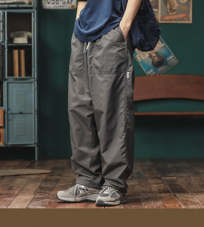 Trendige Cargohose im japanischen Stil für Herren mit weitem Bein, locker geschnitten, gerader Schnitt, lässig, für Herbst, Outdoor, schnelltrocknend, Sporthose im Retro-Look._voghion.com