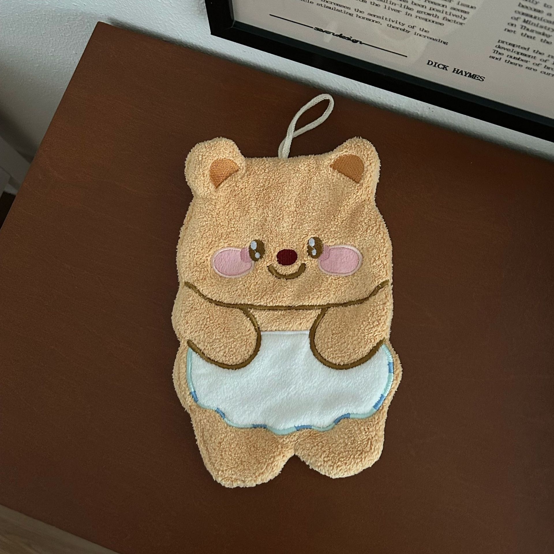 Lillian Butter Bear Cartoon Cute Hanging Super Absorbent Hand Thickened Small Square Towel Bathroom_voghion.com