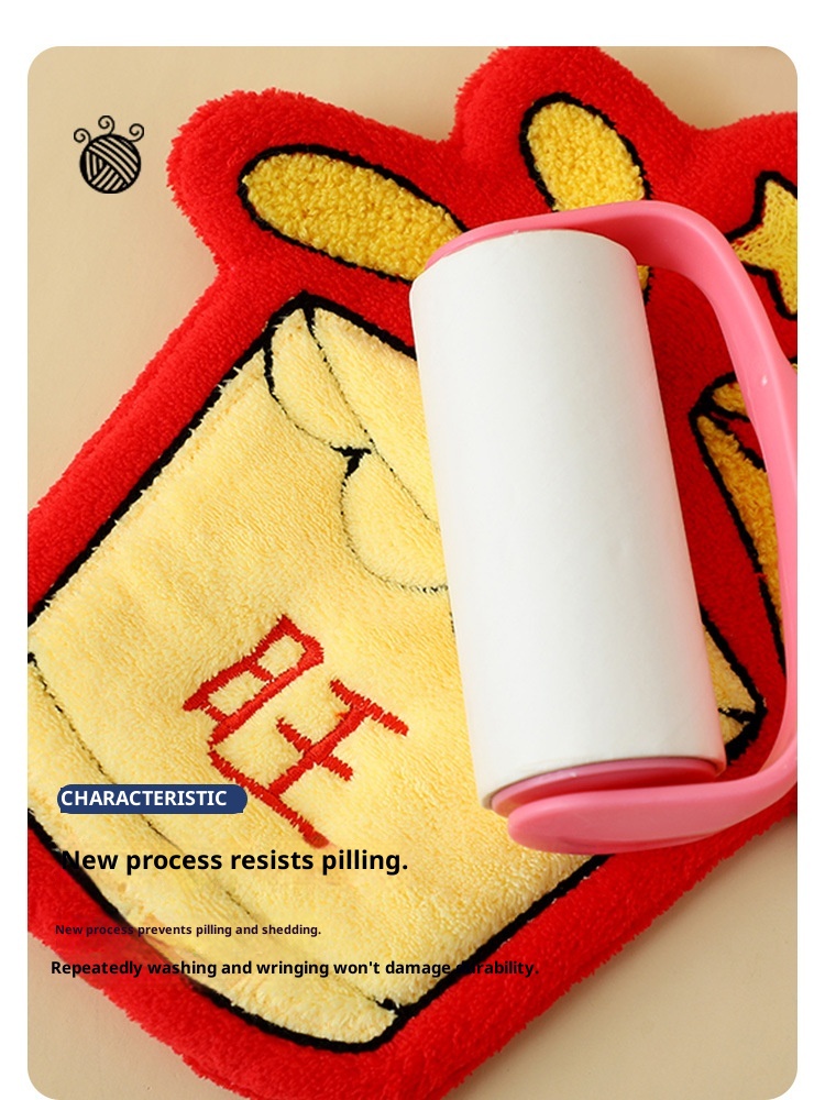 Lillian New Year Coral Fleece Hanging Kindergarten Thickened Absorbent Festive Gift Hand Small Towel_voghion.com