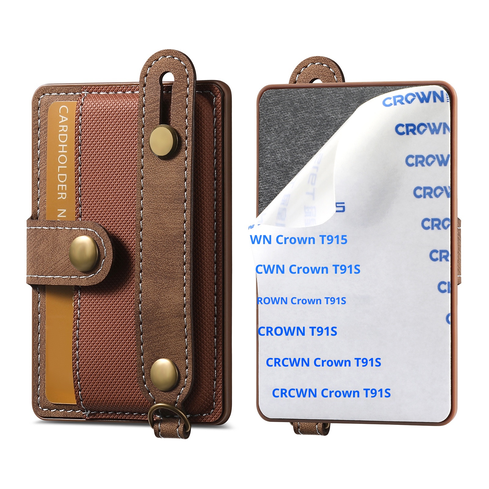 TechGlobe Multifunktionale Halterung mit 3M-Kleberückseite, Handgelenkschlaufe, Kartenfach, Münzclip, Ständer, Handytasche aus PU-Leder_voghion.com