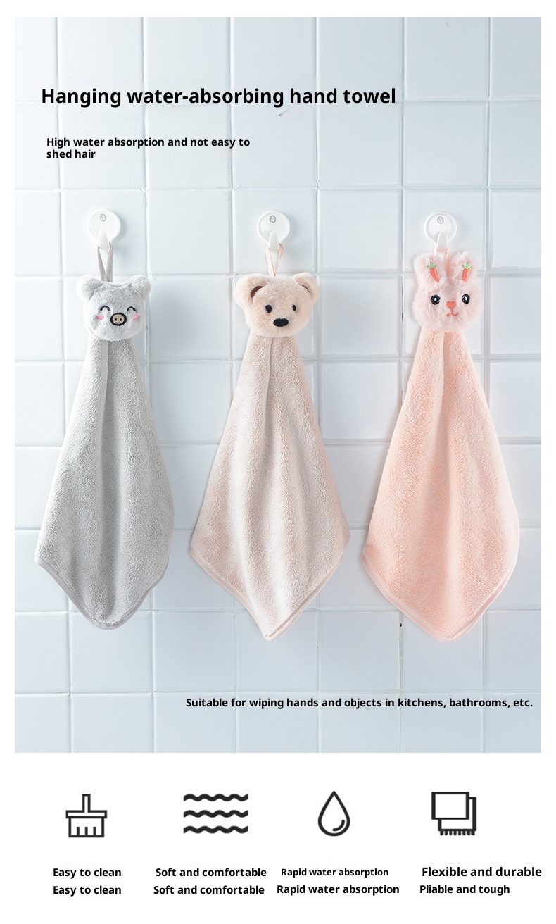 Pañuelos absorbentes portátiles Lillian Jie Liya para colgar en la mano, ideales para cocina, baño y como toallas pequeñas para niños._voghion.com