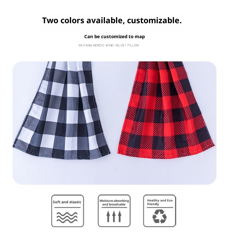Lillian Christmas Plaid Hanging Absorbent Farmhouse Kitchen Bathroom Hand Towel Home_voghion.com