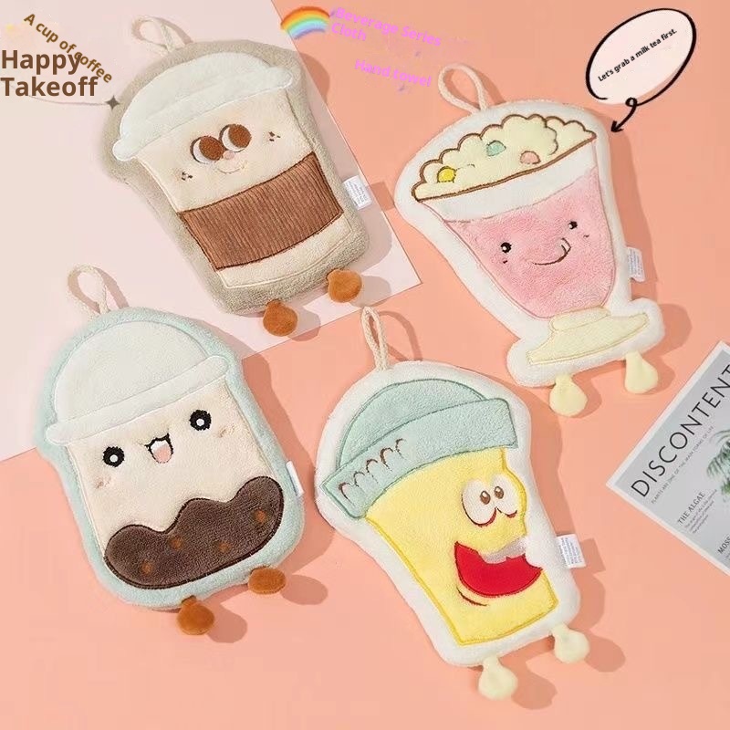 Lillian Tulip Küchenhandtuch, hängendes, fusselfreies, kleines Badezimmerhandtuch aus Korallenvlies, Stickerei, Handarbeit_voghion.com