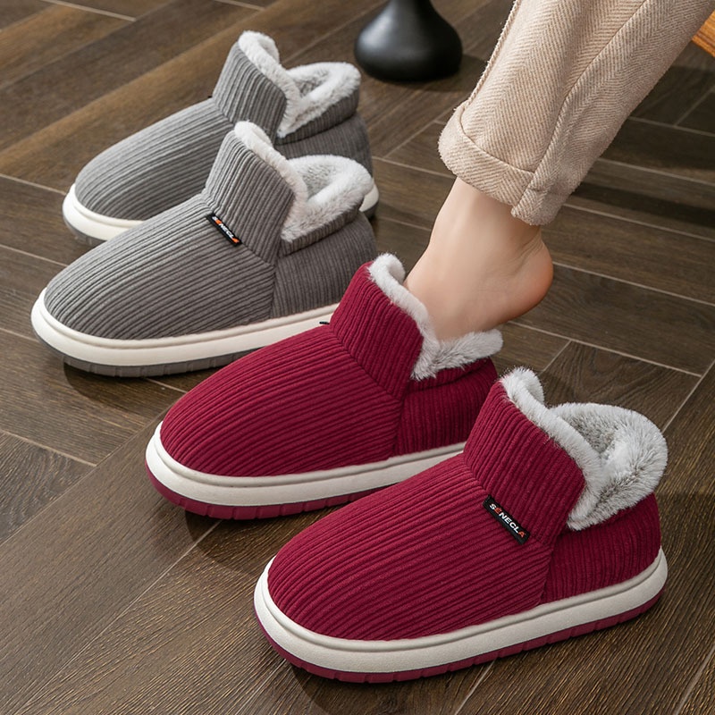 Zees Middle-aged And Women's Non-slip Soft Sole Winter Elderly Shoes With Fleece Lining, Thickened Warm Wrapped Heel,_voghion.com