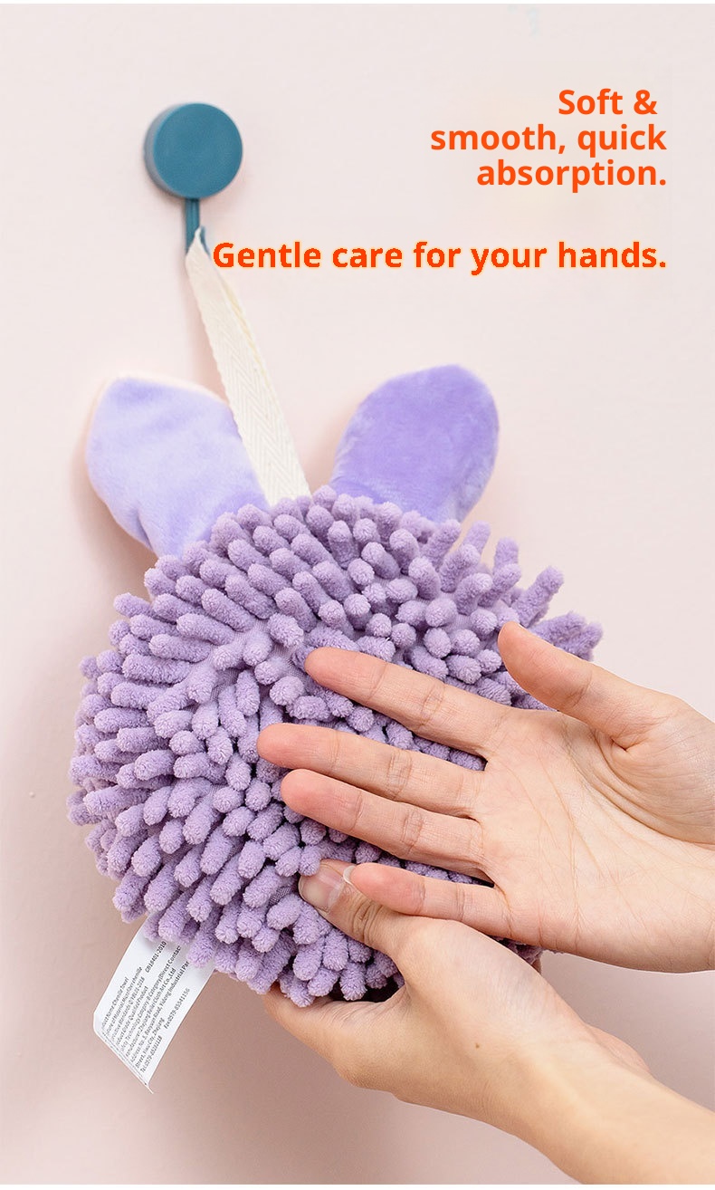 Lillian Chenille Animal Towel Ball, Kangle House Cartoon Hangable, Cute Hanging Hand Towel, Wholesale_voghion.com