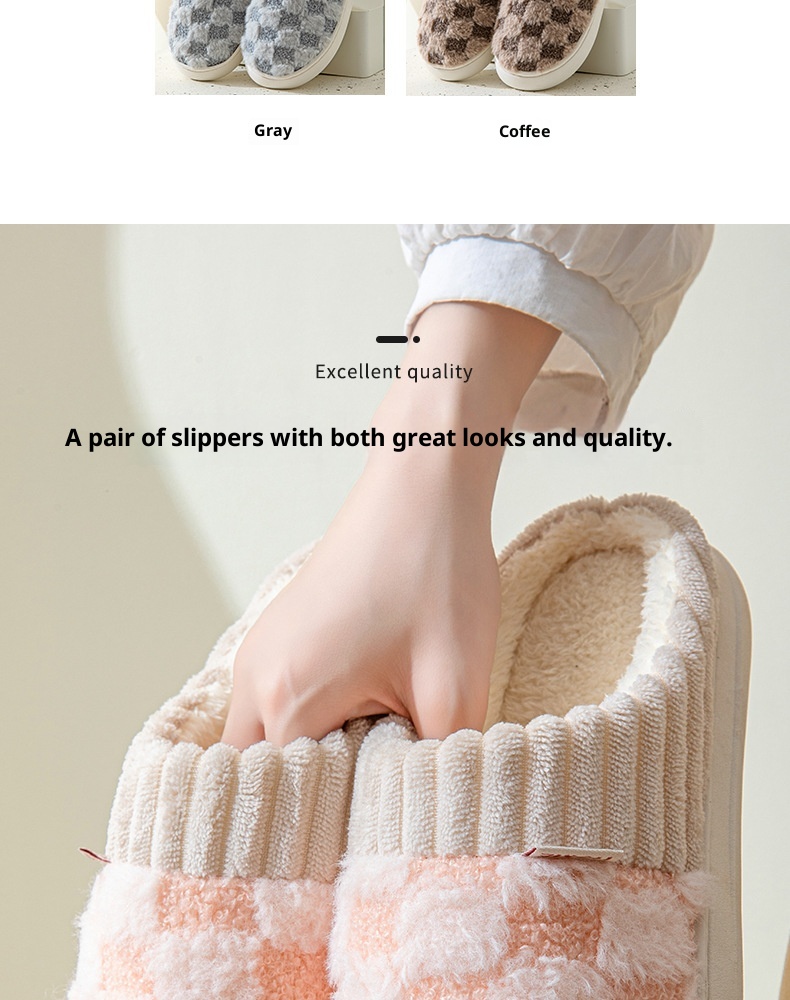 Zees Autumn Thick Sole Plush For Women Indoor Home Simple Warm Lightweight Maternity Winter Cotton Slippers_voghion.com