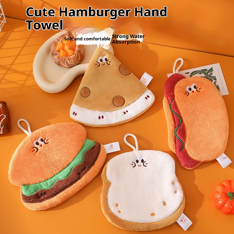 Lillian Nieuwe schattige cartoon hangende keukenhanddoek, snel drogend, drielaags verdikte koraalfleece handdoek_voghion.com