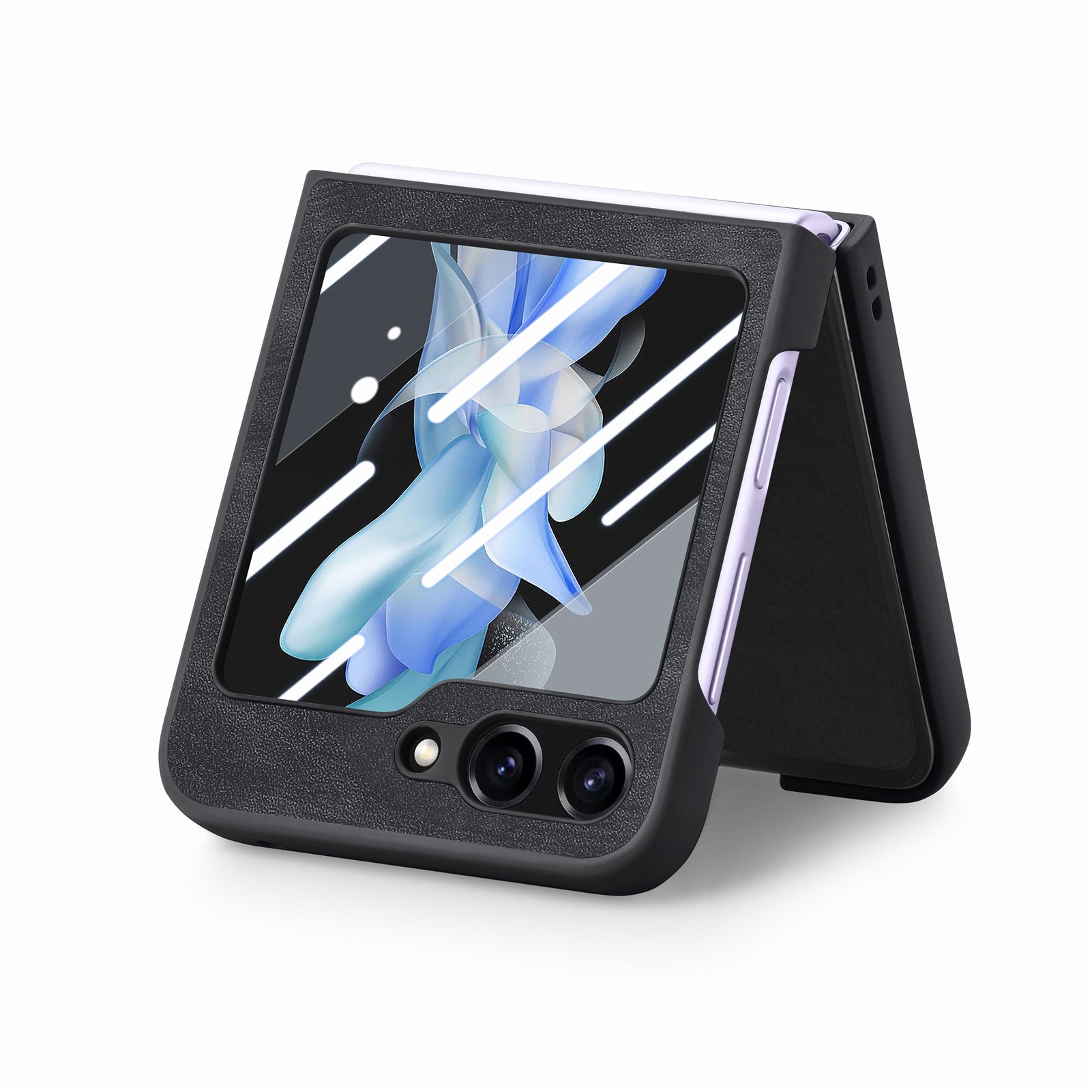 TechGlobe Compatibel met Samsung Z 5 Skin Feel Solid Color Oil Spray Flip 5/4 Protector Geïntegreerd Boven- en Onderscherm_voghion.com