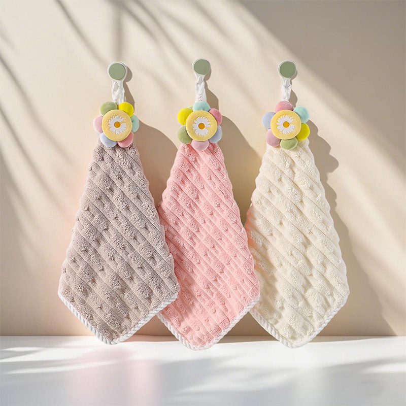 Lillian New Coral Fleece For Home Kitchen Bathroom Hanging Absorbent Hand Square Wash Towel_voghion.com