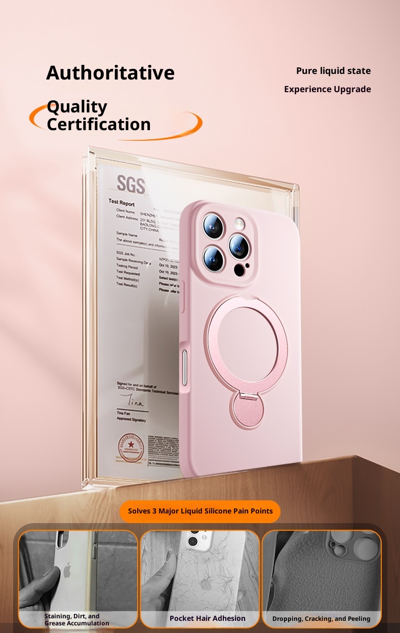 Étui de protection intégral en silicone liquide TechGlobe avec support à 360°, compatible iPhone 17 et iPhone 16 Pro, et dragonne._voghion.com