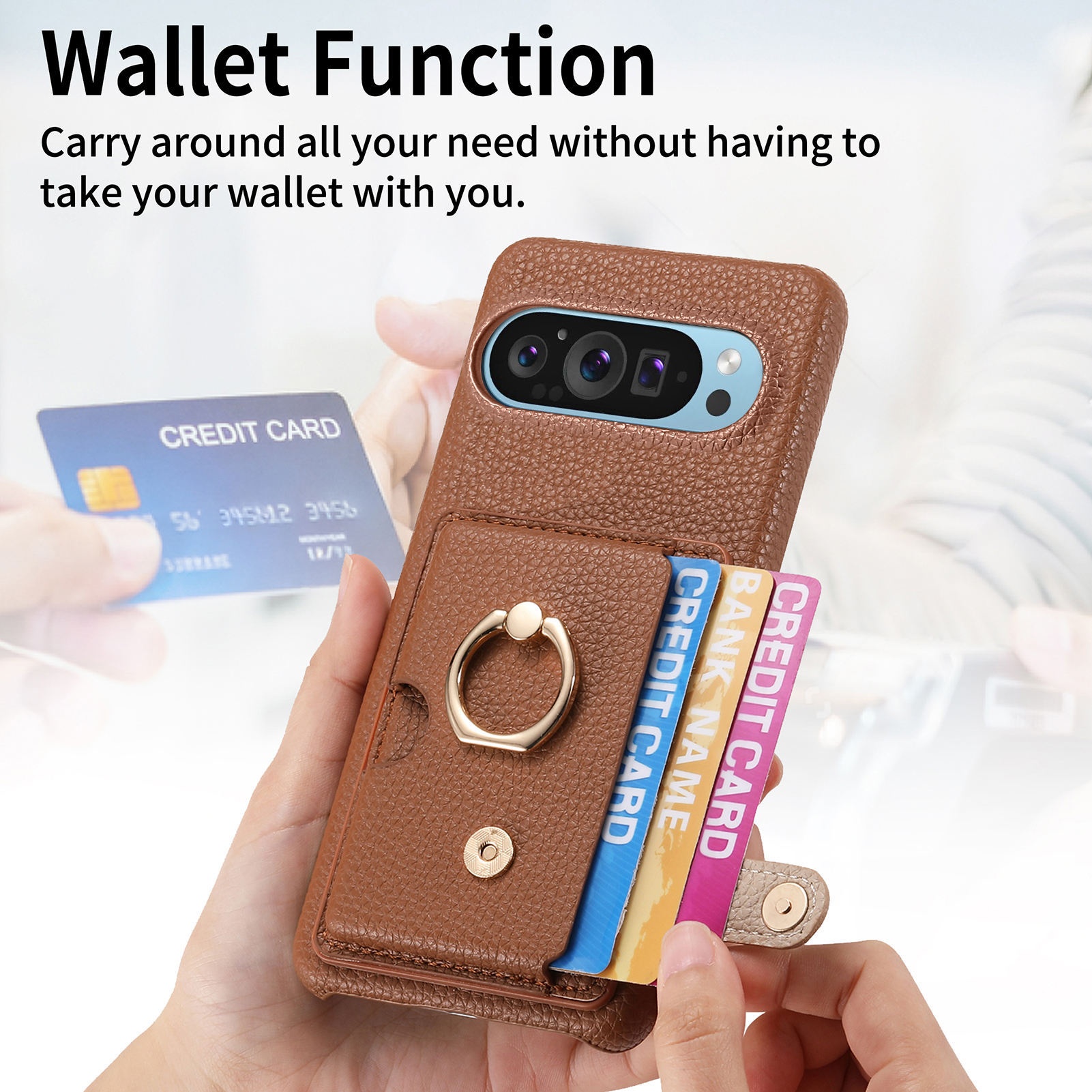 TechGlobe Handyhülle kompatibel mit Google 9A, Kartenfach, Aufbewahrung, Schutzhülle, Armband, Pixel 10 Metallringhalter_voghion.com