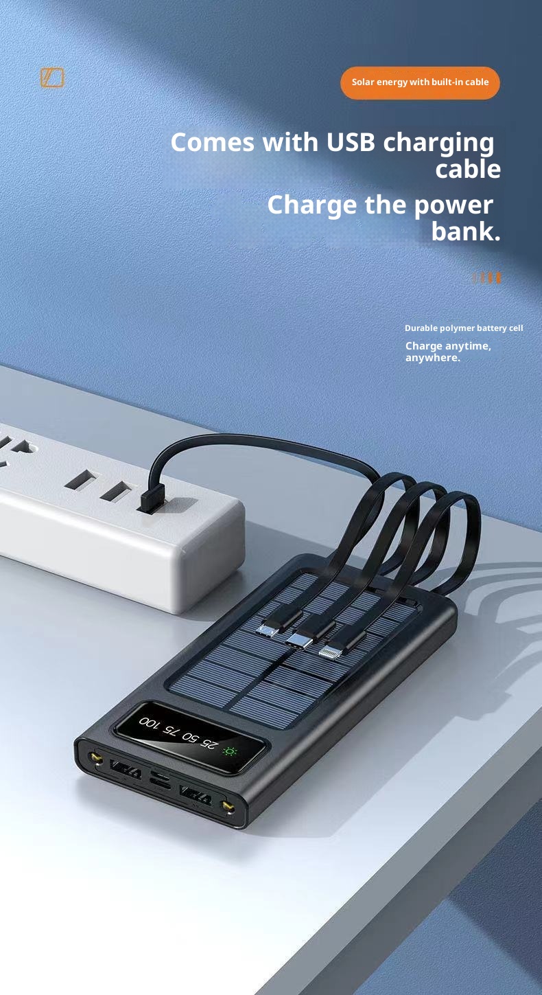 techglobe Cross-border Detachable Built-in Cable Solar Bank 20000mAh Gift Printed Mobile Power Supply_voghion.com