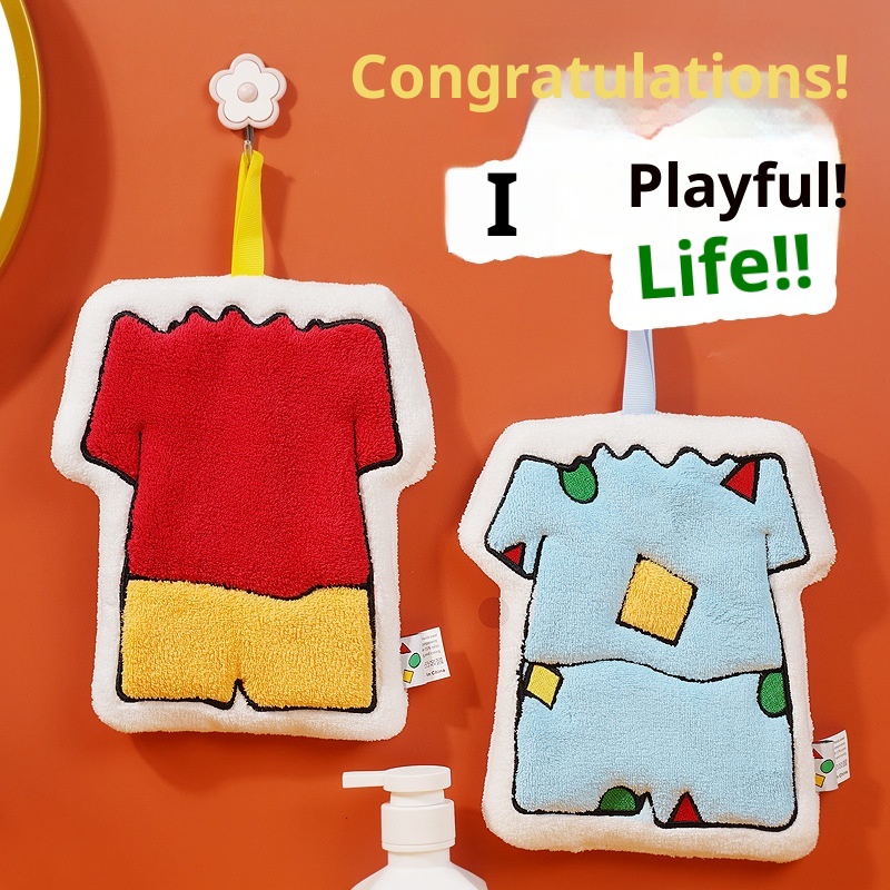 Lillian Cartoon Cross-Border Shin-chan Asciugamano da appendere alla mano in pile di corallo antiodore per bambini, piccolo asciugamano da cucina, regalo ad asciugatura rapida_voghion.com