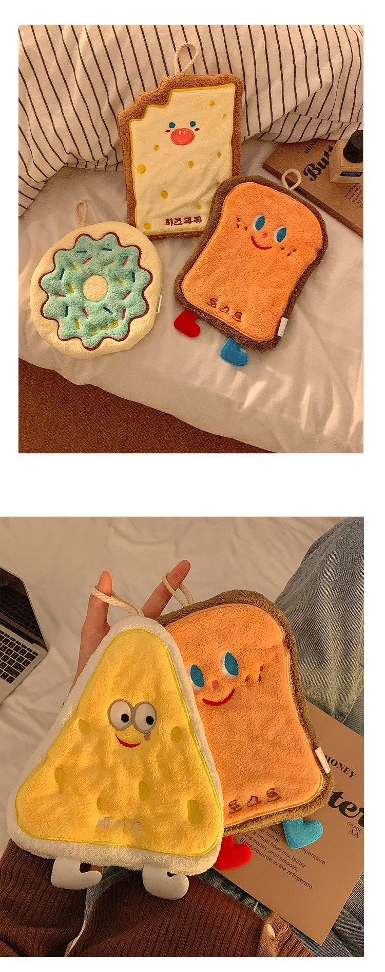 Lillian Cute Hanging Absorbent Thickened For Bathroom Cartoon Handkerchief Hand Washing Small Square Towel Kitchen Cloth_voghion.com