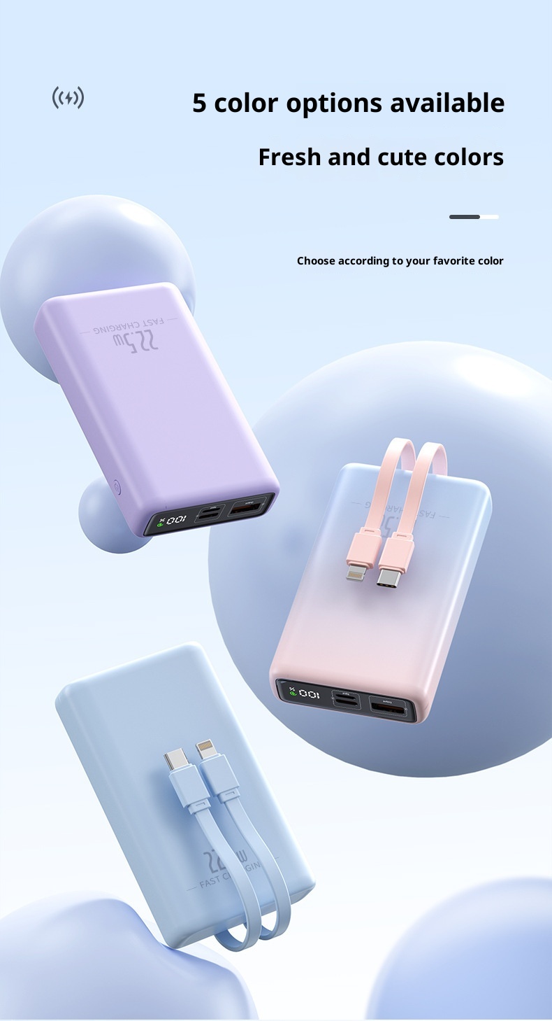 techglobe Cross-Border Exclusive 20000mAh Dual-Direction 22.5W Fast Charging Capacity Power Bank Portable With Dual Cables Lithium_voghion.com