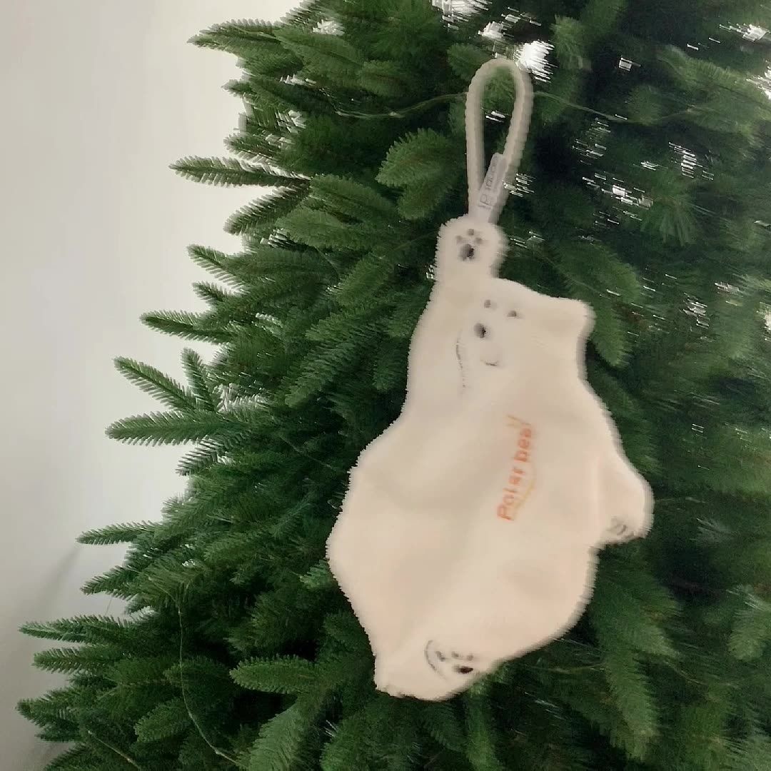 Lillian Polar Bear Hanging Hand Washing Baby Cute Coral Towel Kitchen Super Absorbent Thickened Cloth_voghion.com