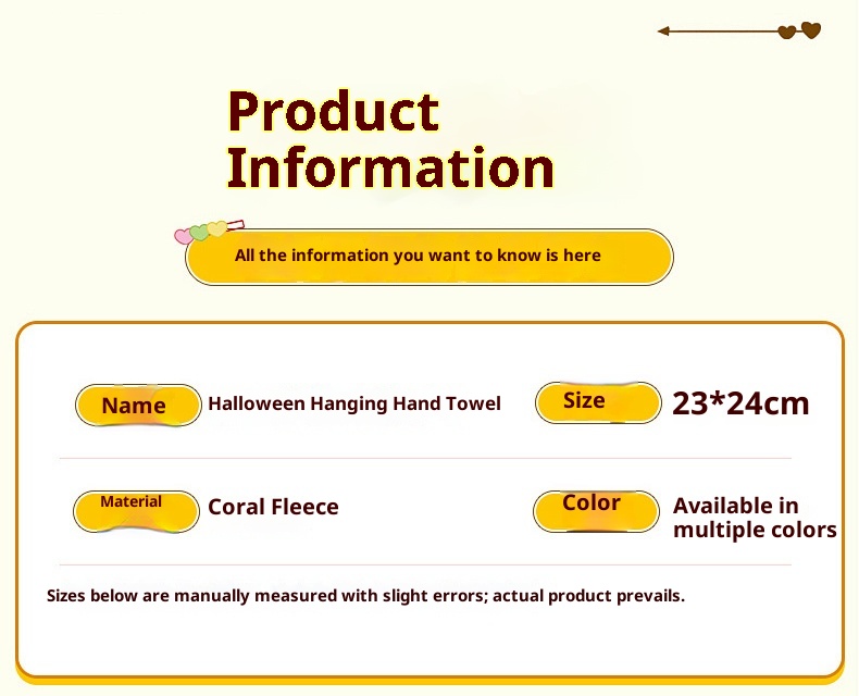 Lillian Cross-Border Halloween Cute Pumpkin Coral Fleece Hand Towel Hanging Kitchen Absorbent Quick-Dry Children's Gift_voghion.com