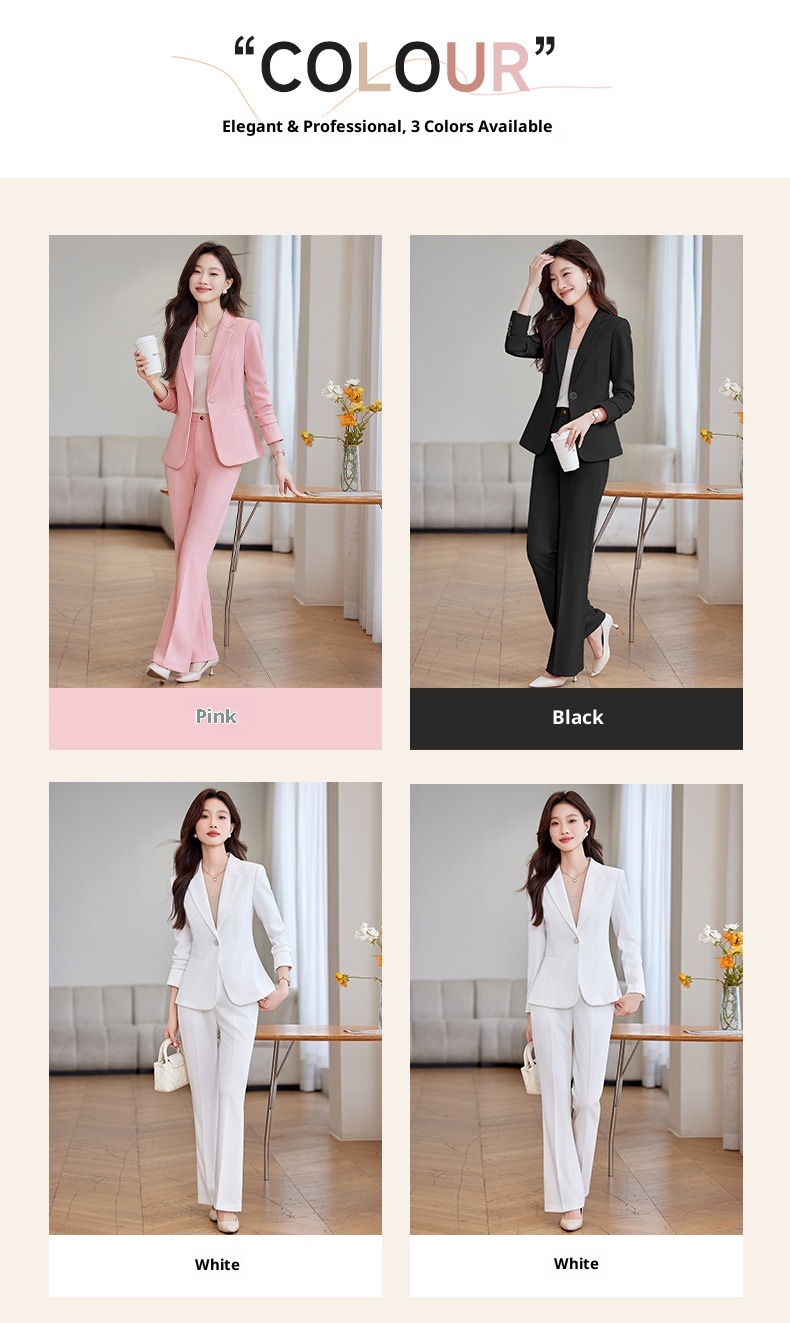 Ragazza Ragazza Completo Rosa Completo da Donna 2025 Nuova Primavera e Autunno Stile Coreano Elegante Casual Professionale Piccolo Blazer_voghion.com