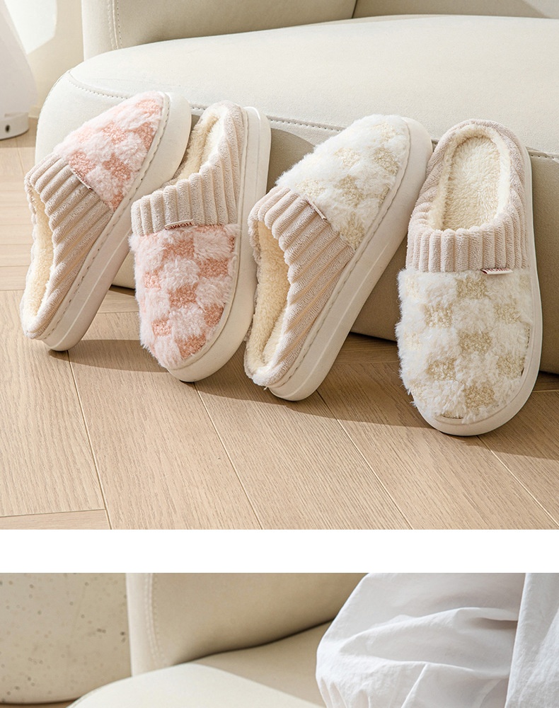 Zees Autumn Thick Sole Plush For Women Indoor Home Simple Warm Lightweight Maternity Winter Cotton Slippers_voghion.com