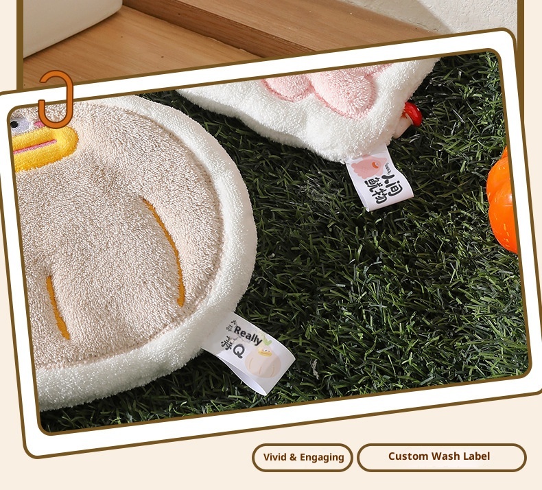 Lillian Cute Cartoon Hanging Three-Layer Thickened Coral Fleece Kitchen Bathroom Quick-Dry Hand Towel Handkerchief_voghion.com