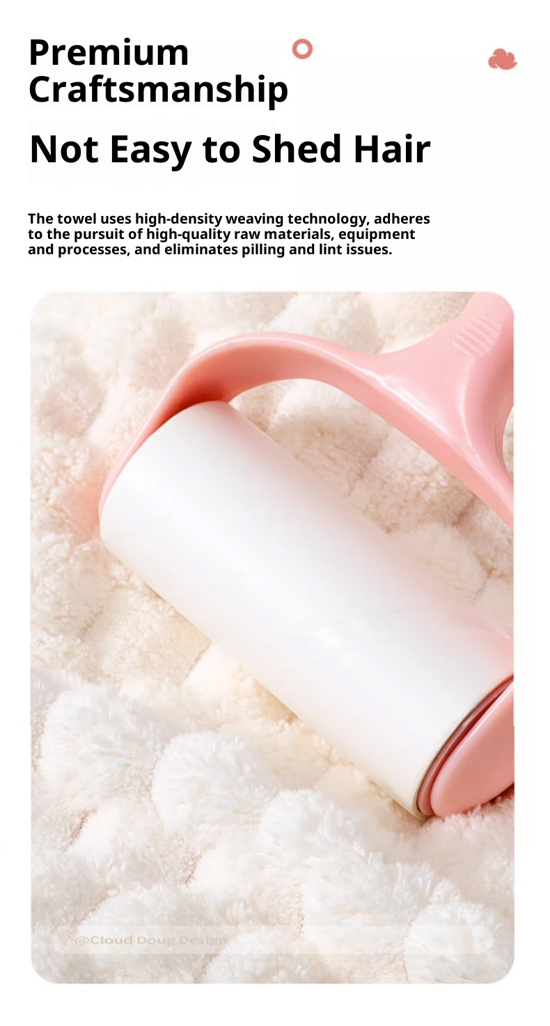 Lillian Cloud Grid Coral Fleece Small Hanging Thickened Bathroom Cute Baby Hand Towel Absorbent Quick-Dry_voghion.com