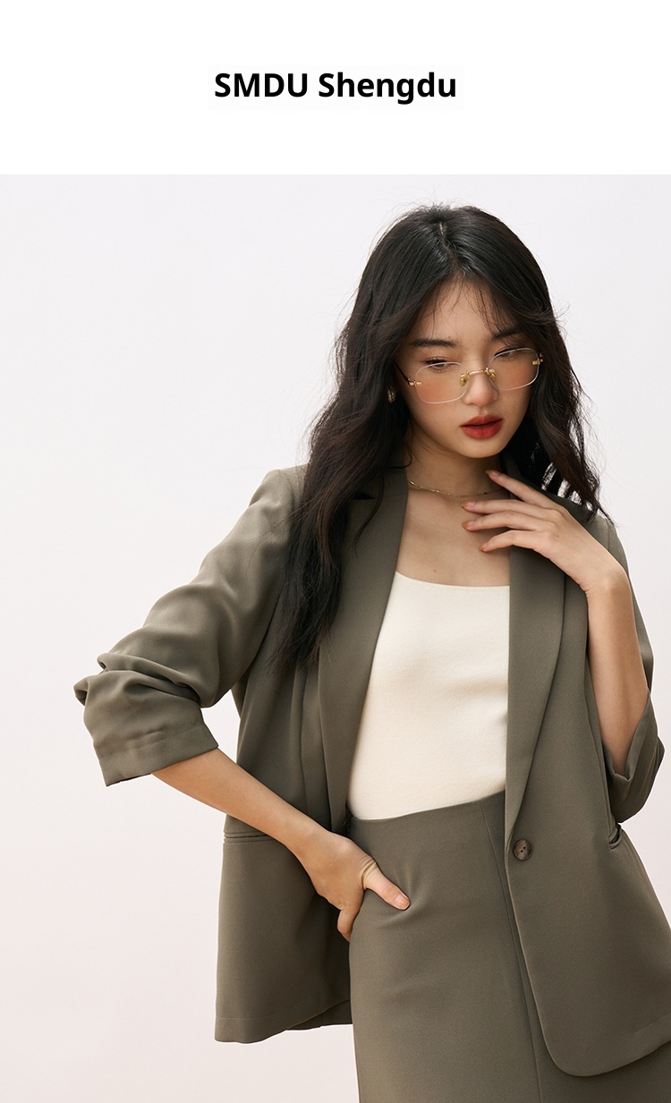 girl Girl [Shengdu] Autumn New Suit Set Elegant Slim Single-Breasted Professional Blazer Women's Skirt_voghion.com