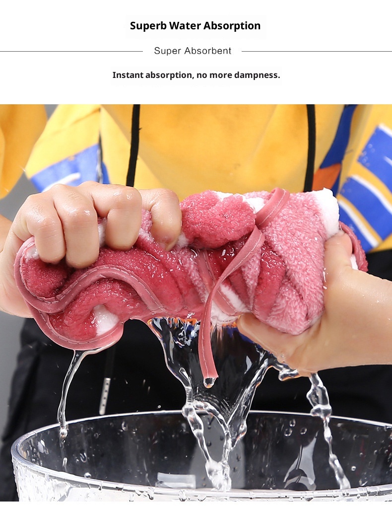 Lillian Coral Fleece Wide Ribbon Bow Kitchen Bathroom Hand Soft Absorbent Hanging Towel Cloth_voghion.com