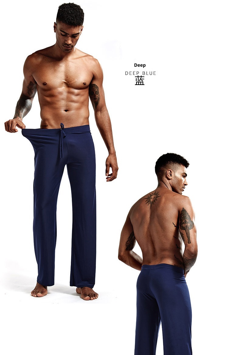 Pantalon long droit pour homme, en tissu de soie glacée, style yoga, exclusif à la frontière, PS504_voghion.com