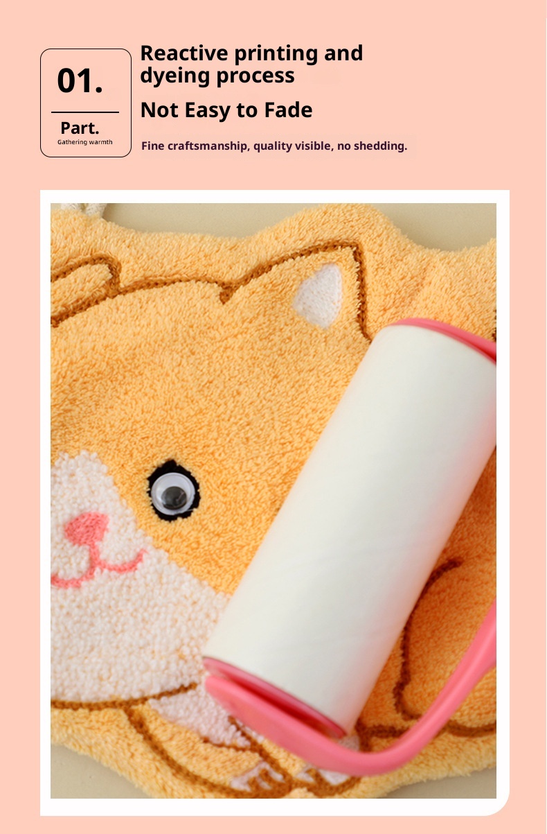 Lillian Factory In-Stock Cartoon Kitten Coral Fleece Hanging Hand Towel Bathroom Kitchen Cloth Wholesale_voghion.com