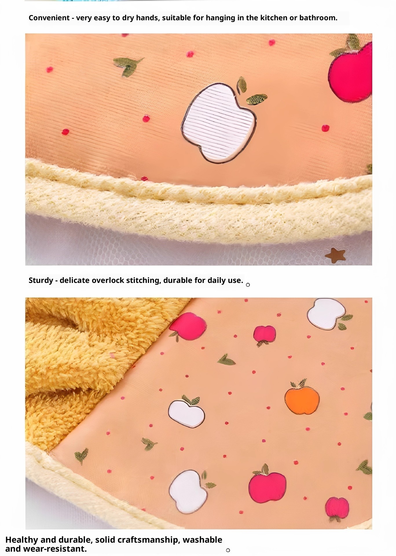 Lillian Coral Fleece Cloth Bathroom Kitchen Hand Hanging Towel Strong Absorbency Non-Shedding_voghion.com