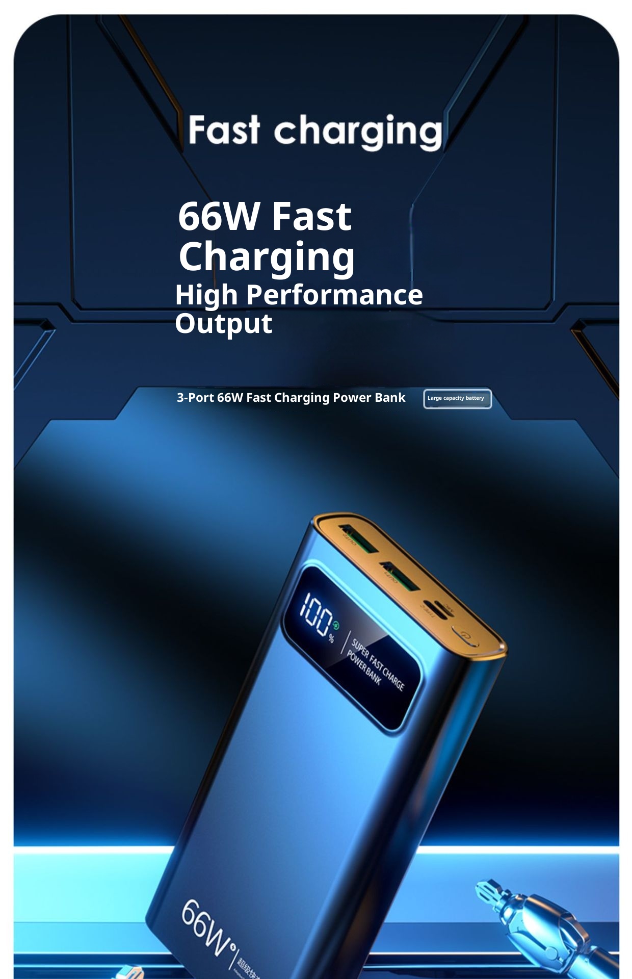 techglobe 3C Certified Wholesale 66W Super Fast Charging Bank 30000mAh 20000mAh Large Capacity Ultra-thin Portable Power Supply_voghion.com